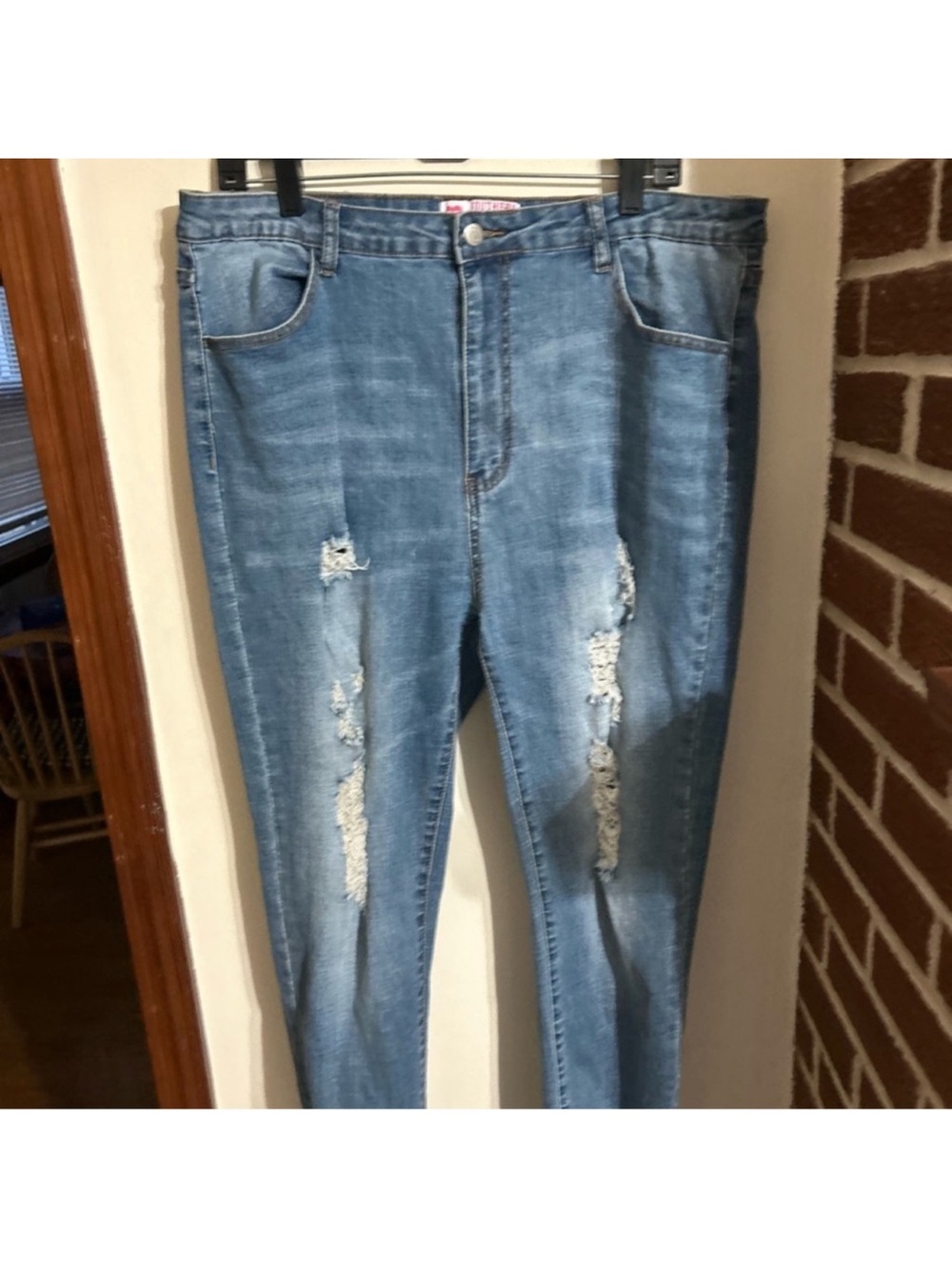 Southern Fried Chics Size 20 Women's Light Denim Distressed Skinny Jeans